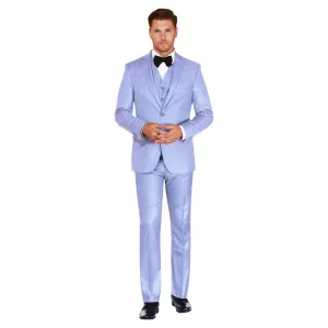 3pc Sky Sharkskin Suit