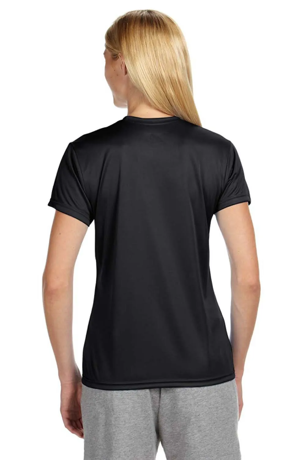 A4 Womens Performance Moisture Wicking Short Sleeve Crewneck T-Shirt - Black