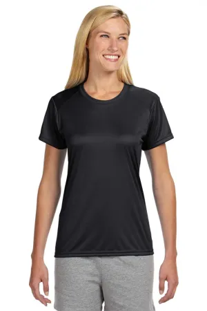 A4 Womens Performance Moisture Wicking Short Sleeve Crewneck T-Shirt - Black