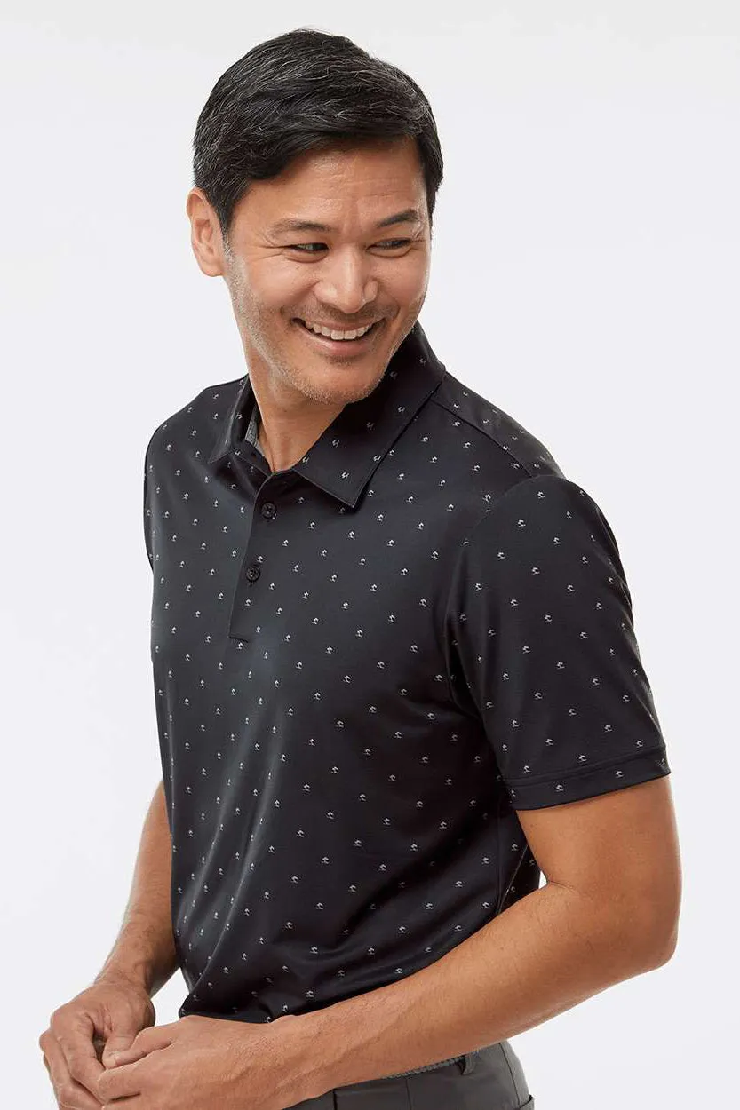 Adidas Mens Pine Tree Moisture Wicking Short Sleeve Polo Shirt - Black