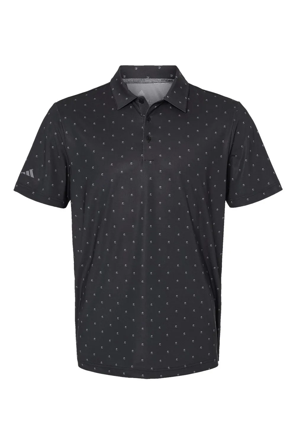 Adidas Mens Pine Tree Moisture Wicking Short Sleeve Polo Shirt - Black