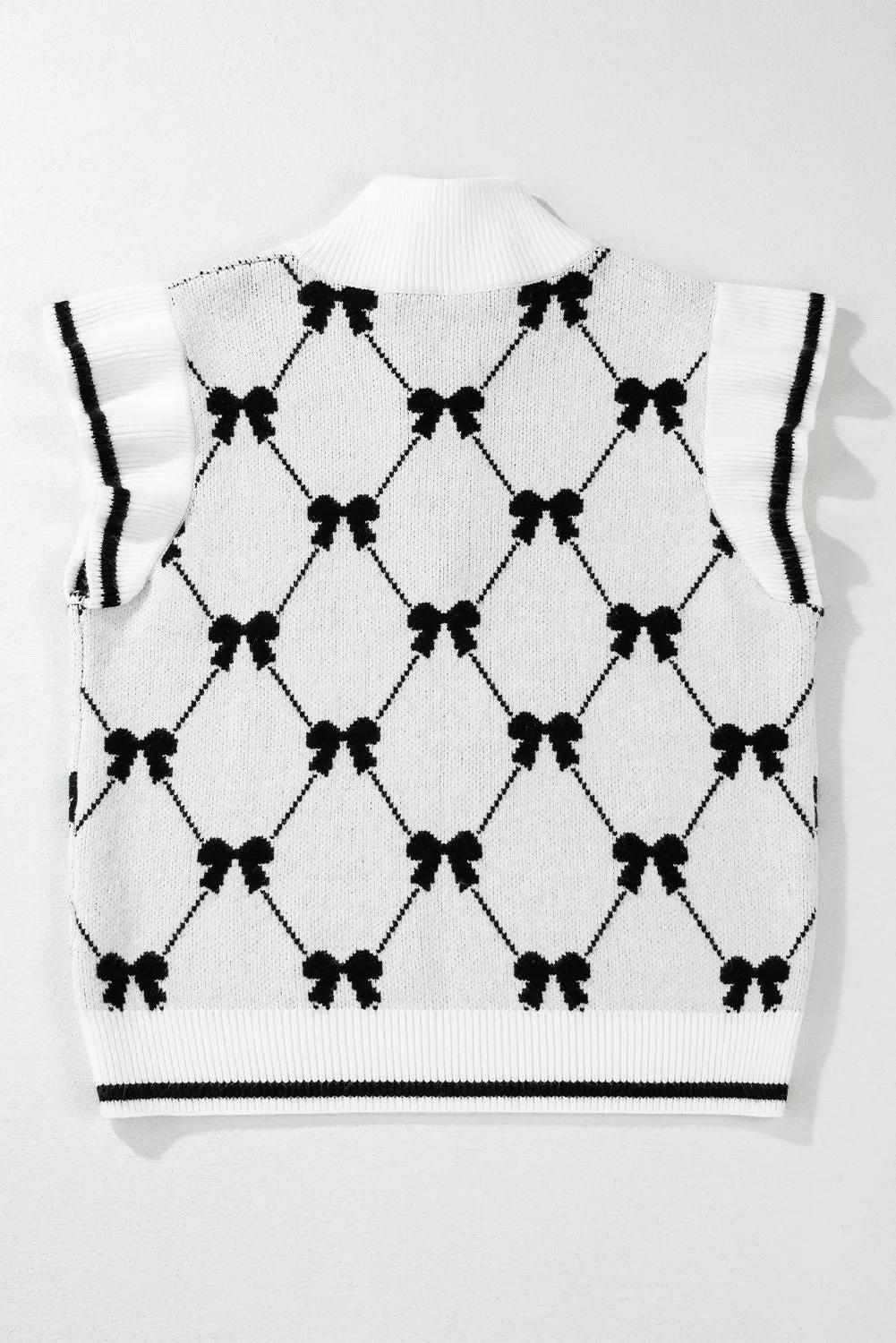 Amina Preppy Bow Zipped Collar Sweater