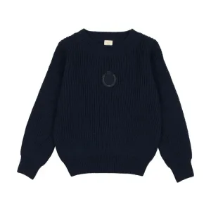 Analogie Navy Chunky Crest Knit Sweater