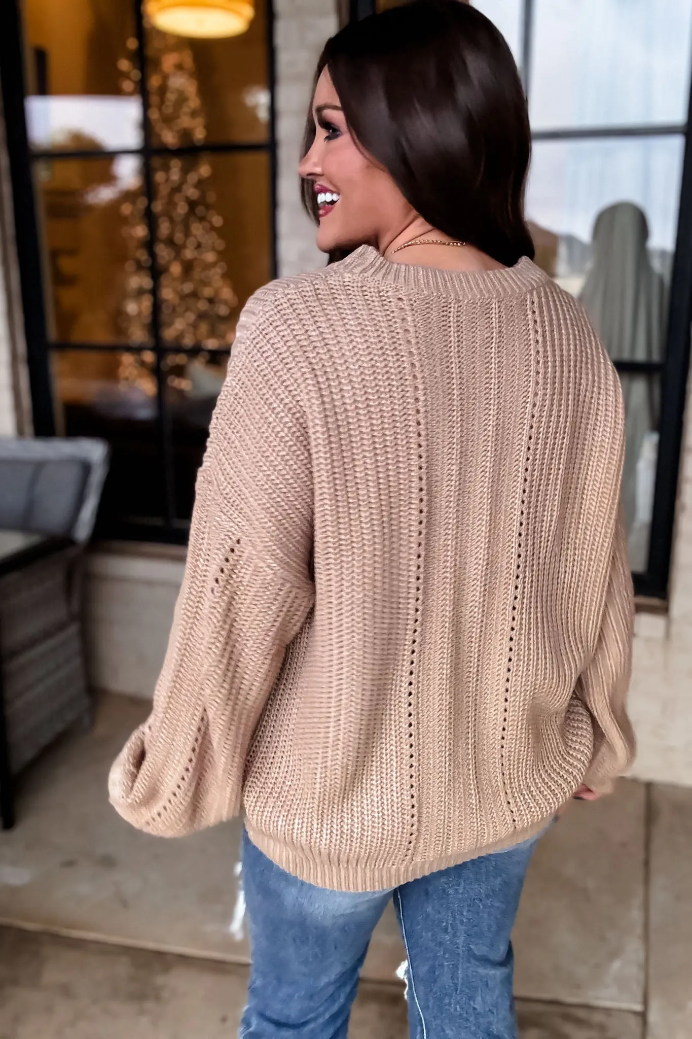 Balloon Sleeve Braid Sweater