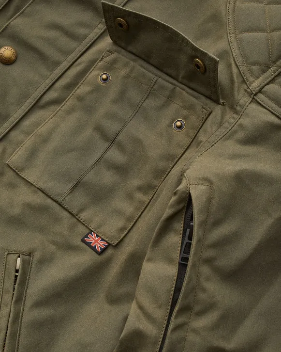 BELSTAFF BROOKLANDS ULTRACORE WAXED COTTON JACKET - OLIVE