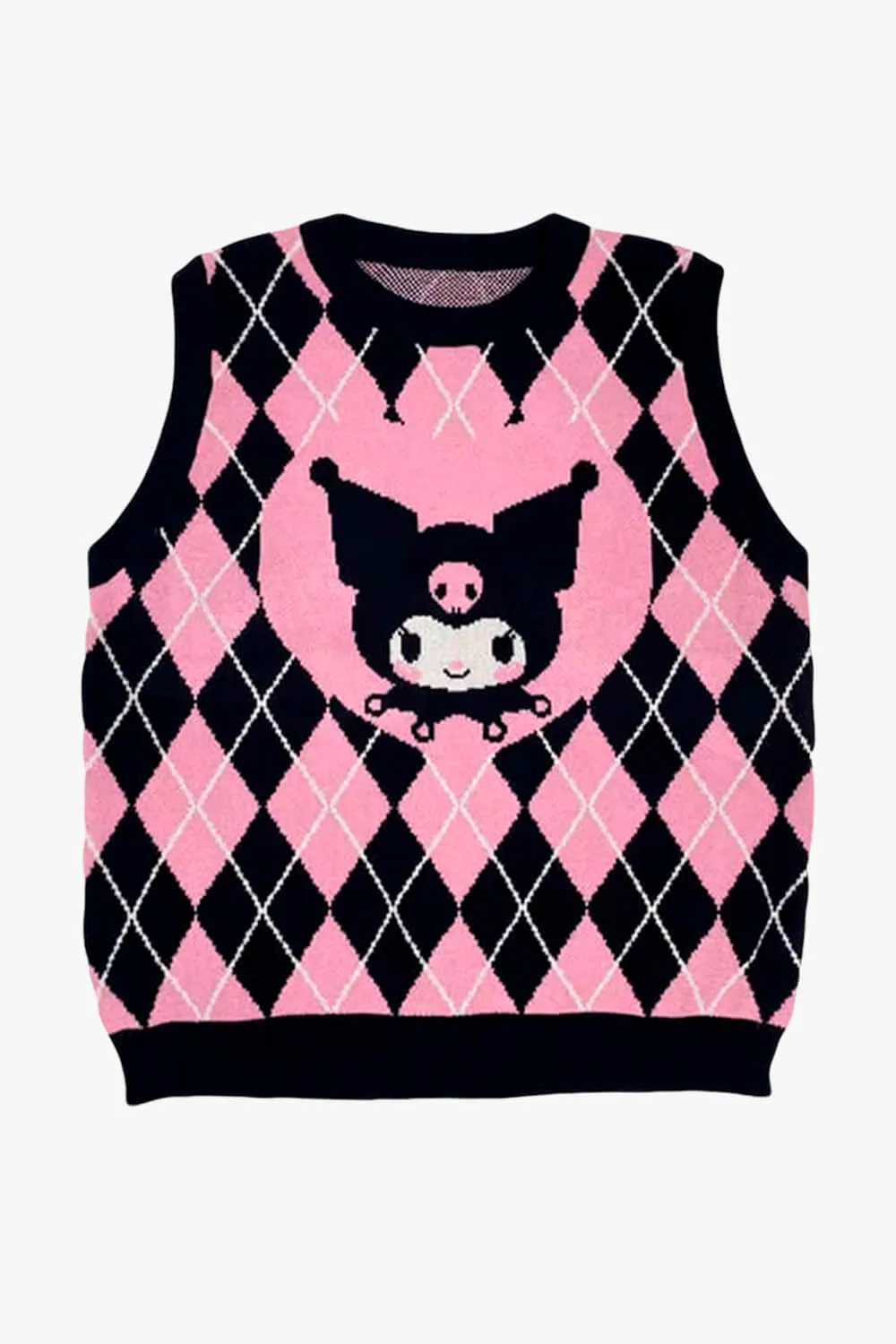 benpaolv Pink Kuromi Aesthetic Vest Diamond Checkered