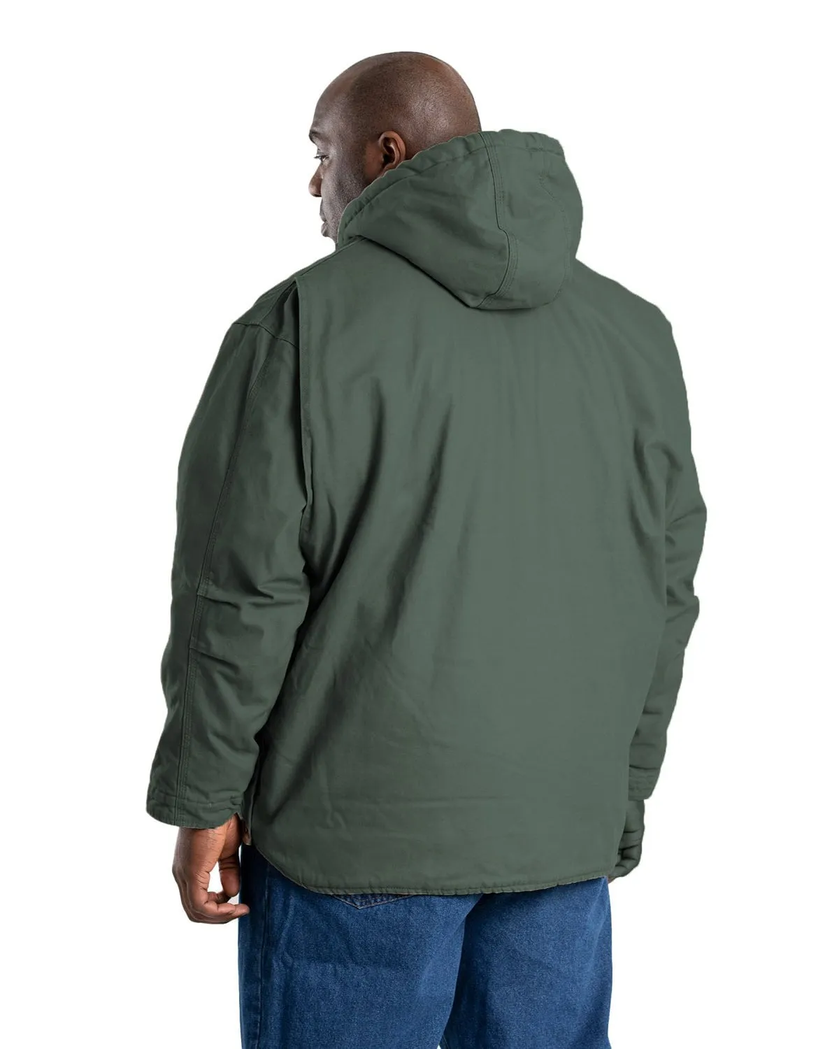 Berne Mens Heartland Washed Hooded Moss 100% Cotton Chore Jacket