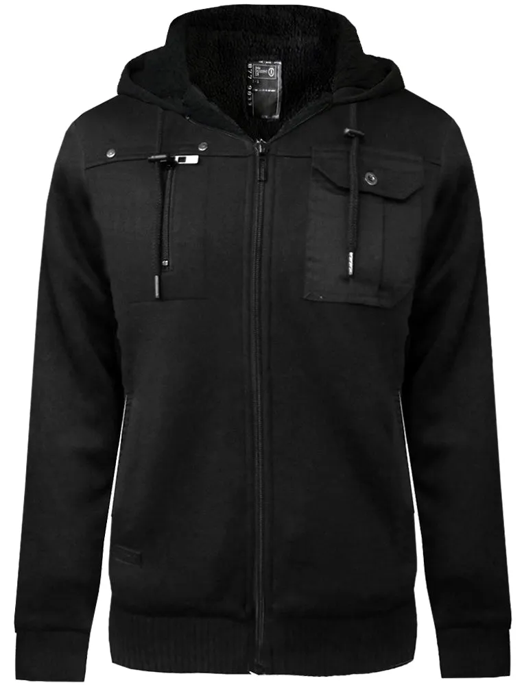 Bicker Utility Sherpa Lined Hoodie in Black - Dissident