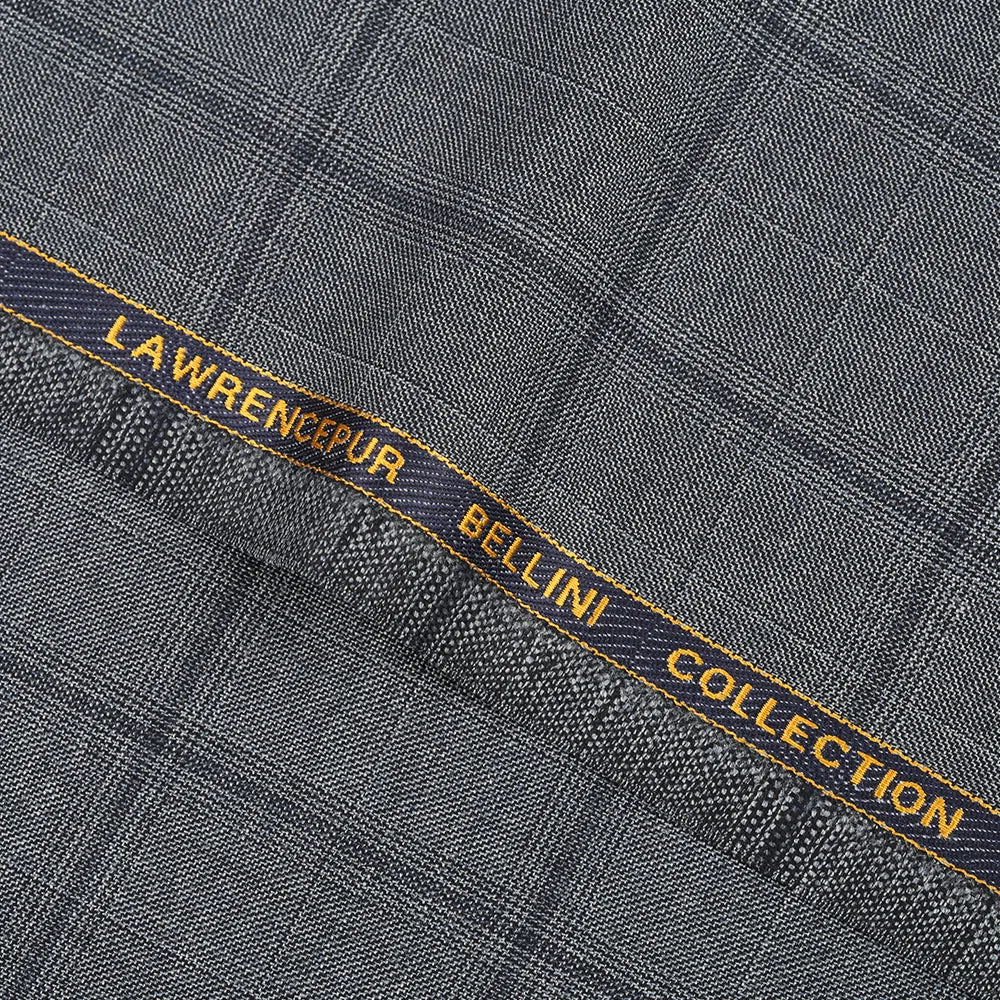 Big Checks Glen Plaid-Carbon Grey, S 100 Pure Wool, Bellini Suiting Fabric