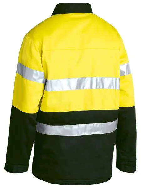 Bisley 2 Tone Hi Vis Drill Jacket 3M Reflective Tape - Yellow/Bottle (BK6710T)