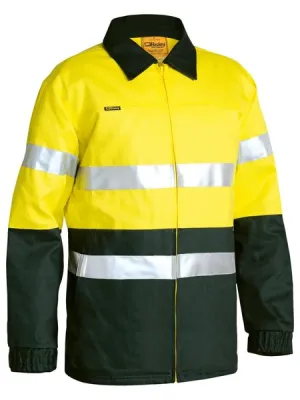 Bisley 2 Tone Hi Vis Drill Jacket 3M Reflective Tape - Yellow/Bottle (BK6710T)