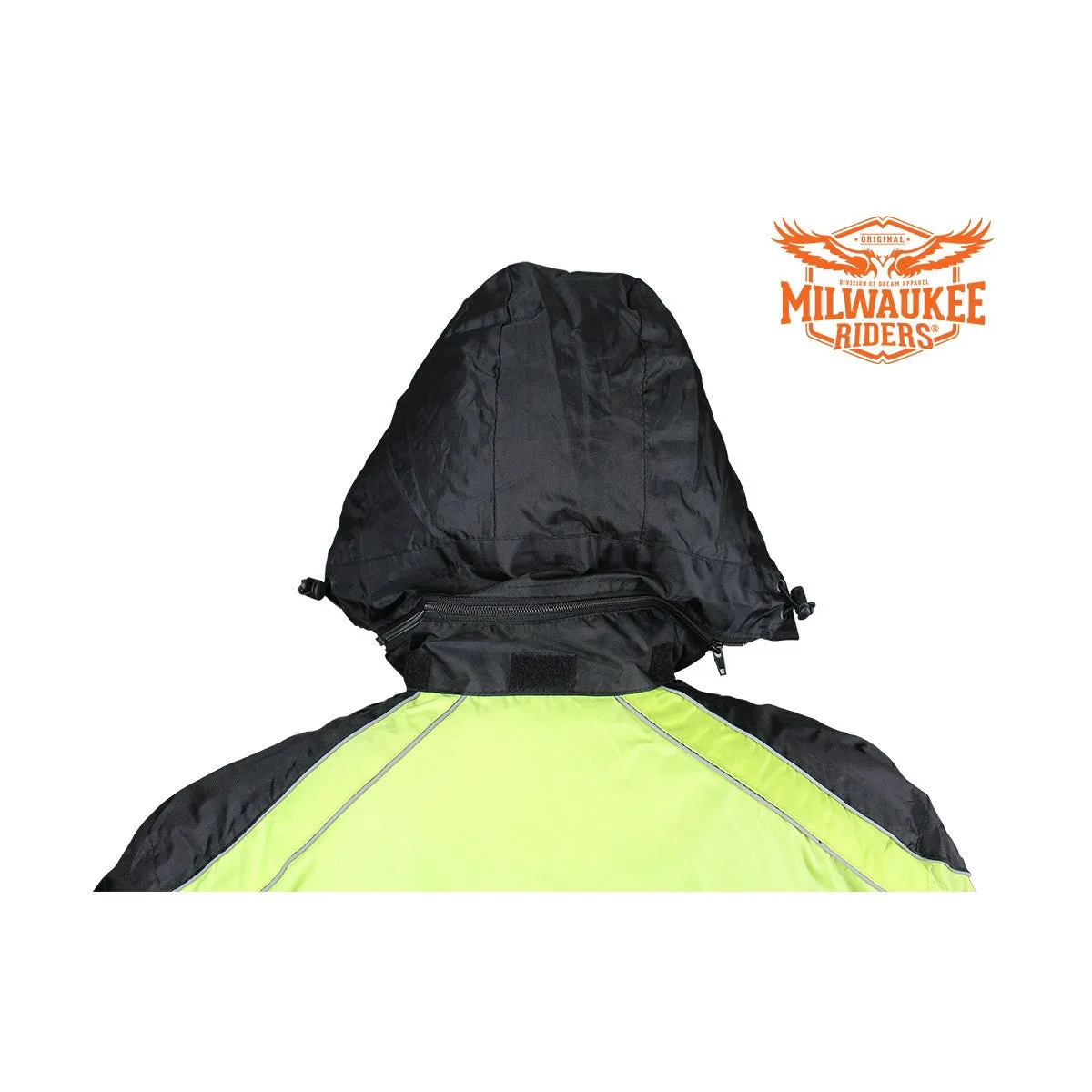 Black/Fluorescent Textile Two-Piece Rain Suit By Milwaukee Riders®