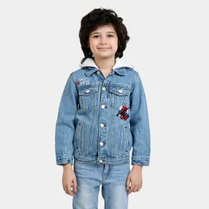 Boys Denim Hoodie Jacket Spidey's-LIGHT BLUE