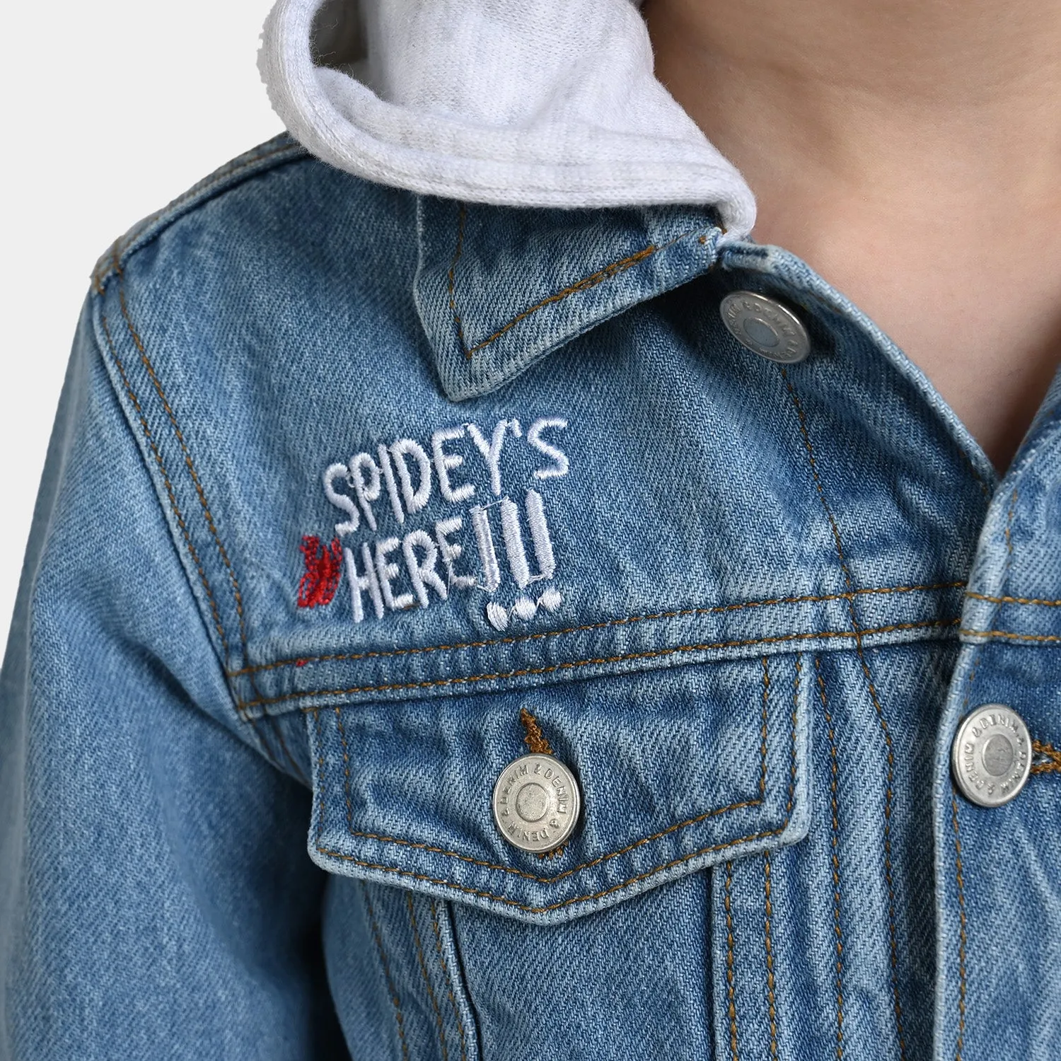 Boys Denim Hoodie Jacket Spidey's-LIGHT BLUE