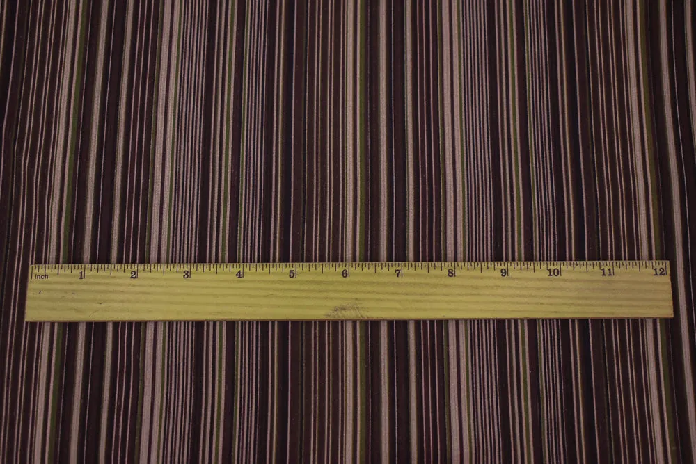 Brown-Beige-Green Polyester Stripe Printed Corduroy Woven Fabric