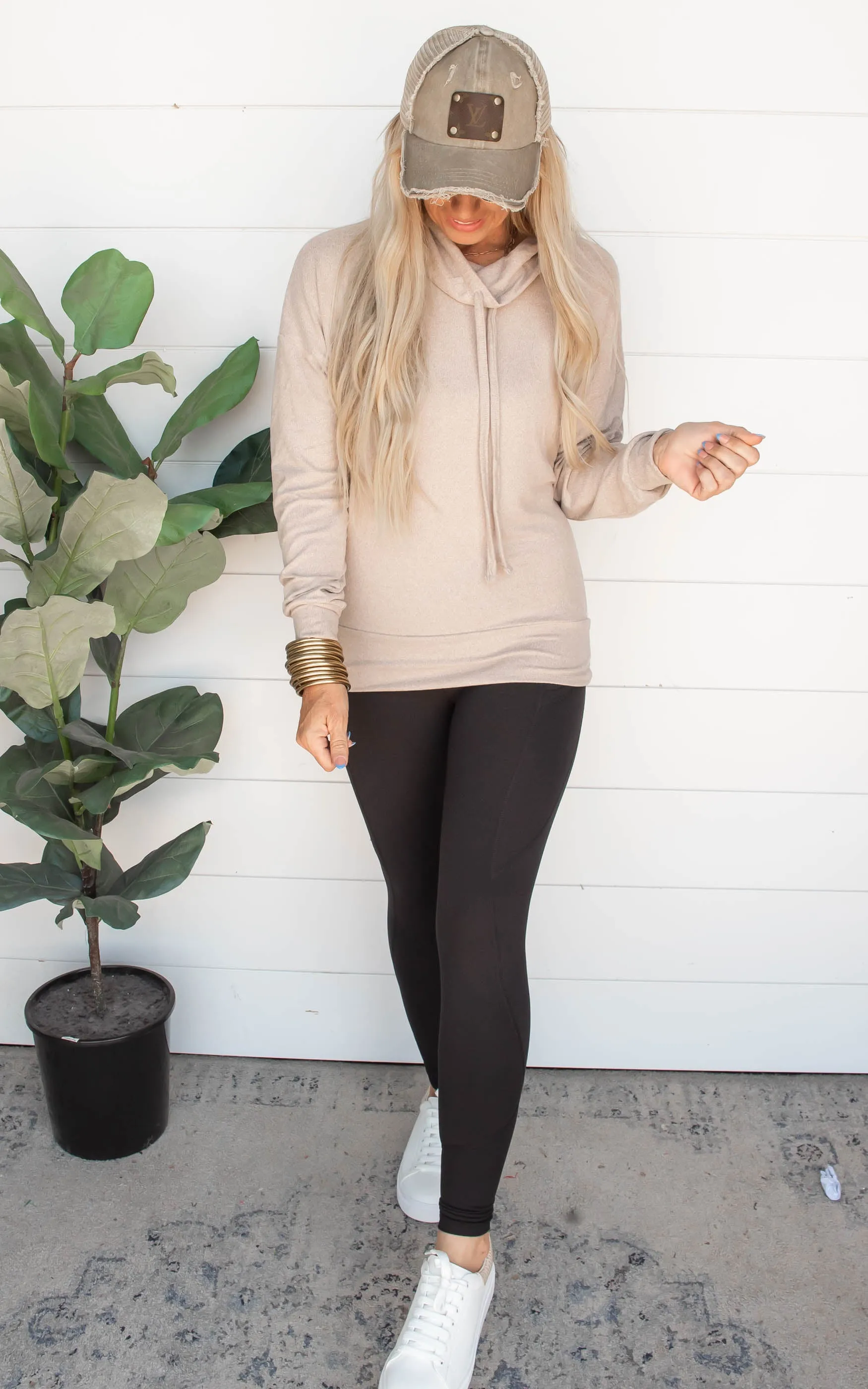 Brushed Cowl Neck Pullover Top | Mono B