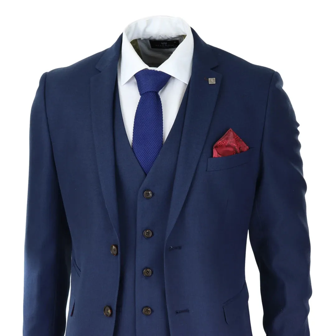 Calvin - Men's Navy 3 Piece Suit Formal Classic Wedding