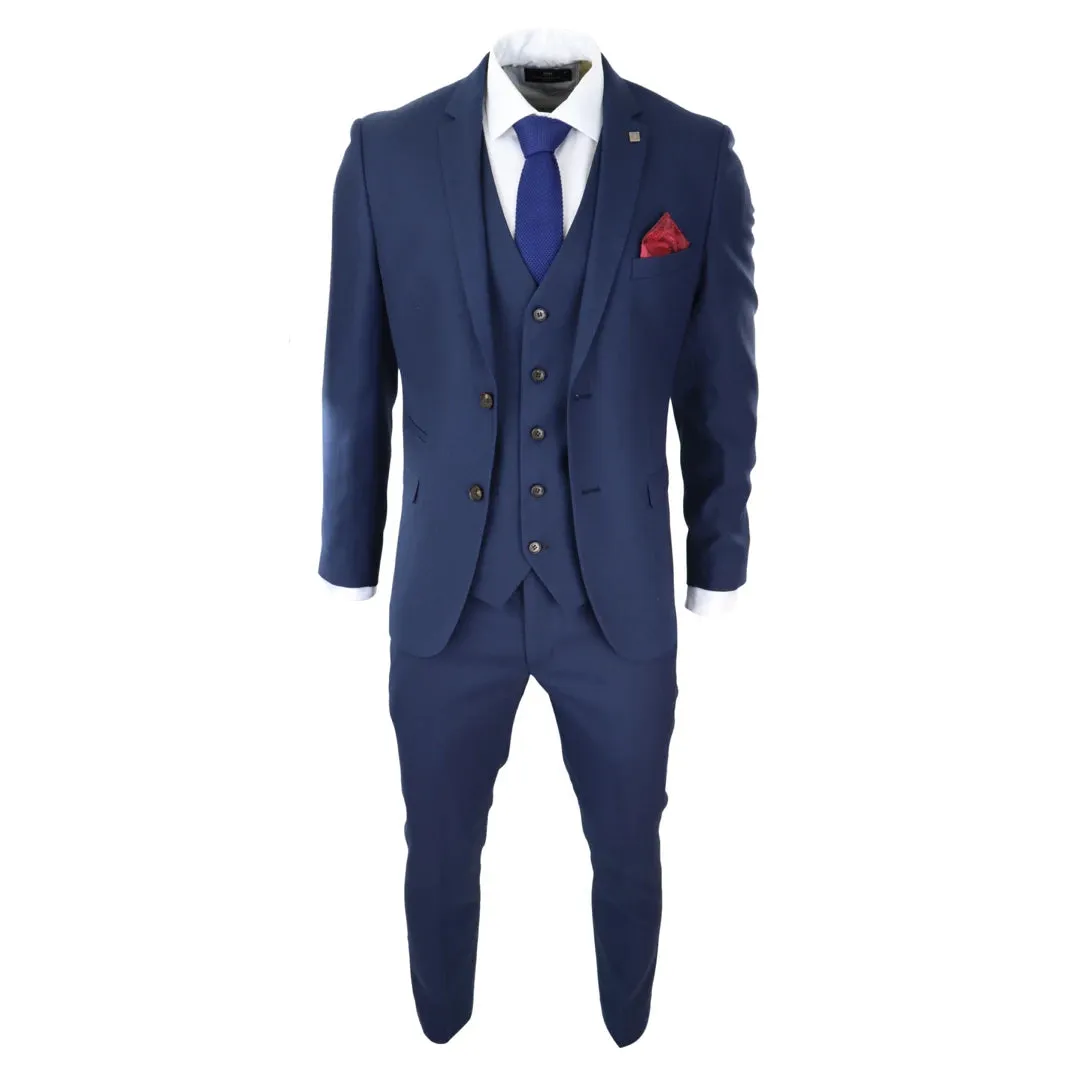 Calvin - Men's Navy 3 Piece Suit Formal Classic Wedding