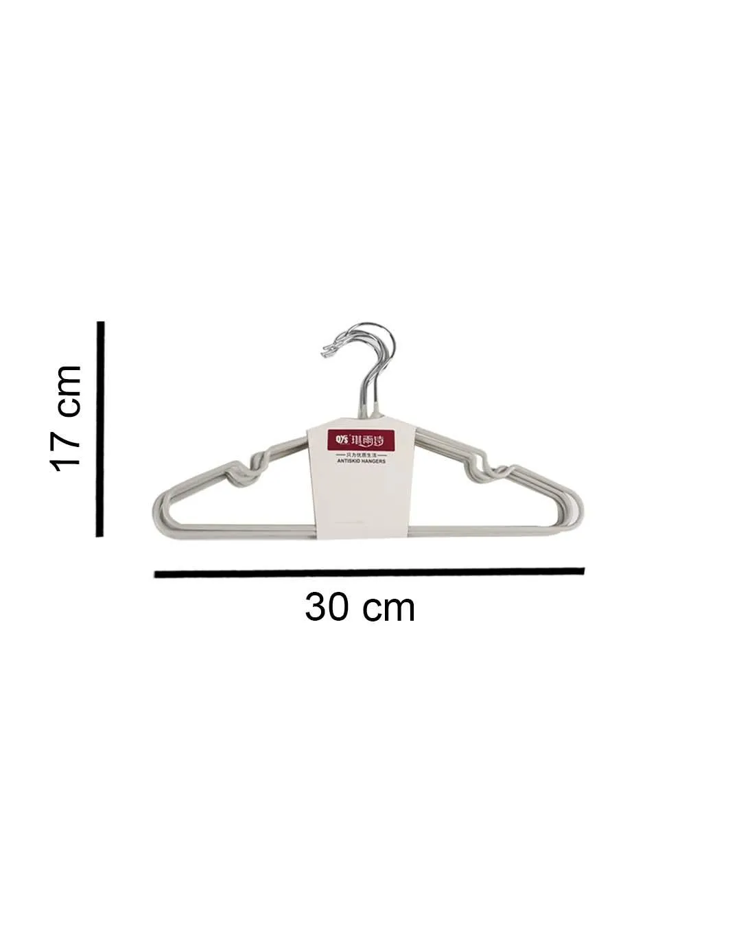 Cloth Hangers, Light Grey, Iron, Set of 6