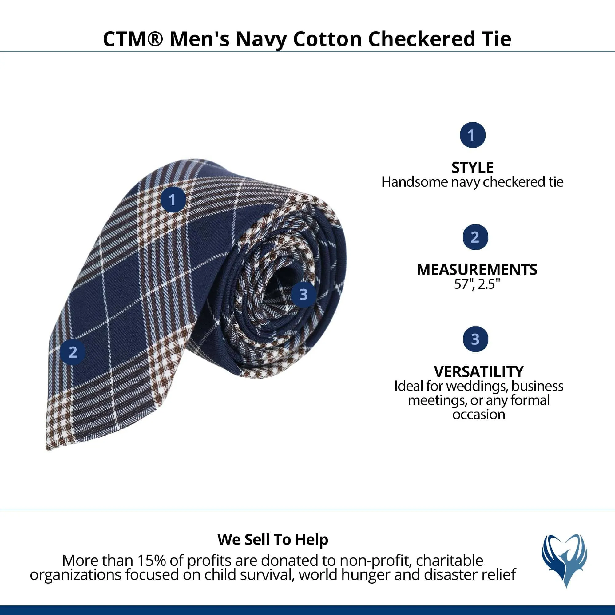 CTM® Men's Navy Cotton Checkered Tie