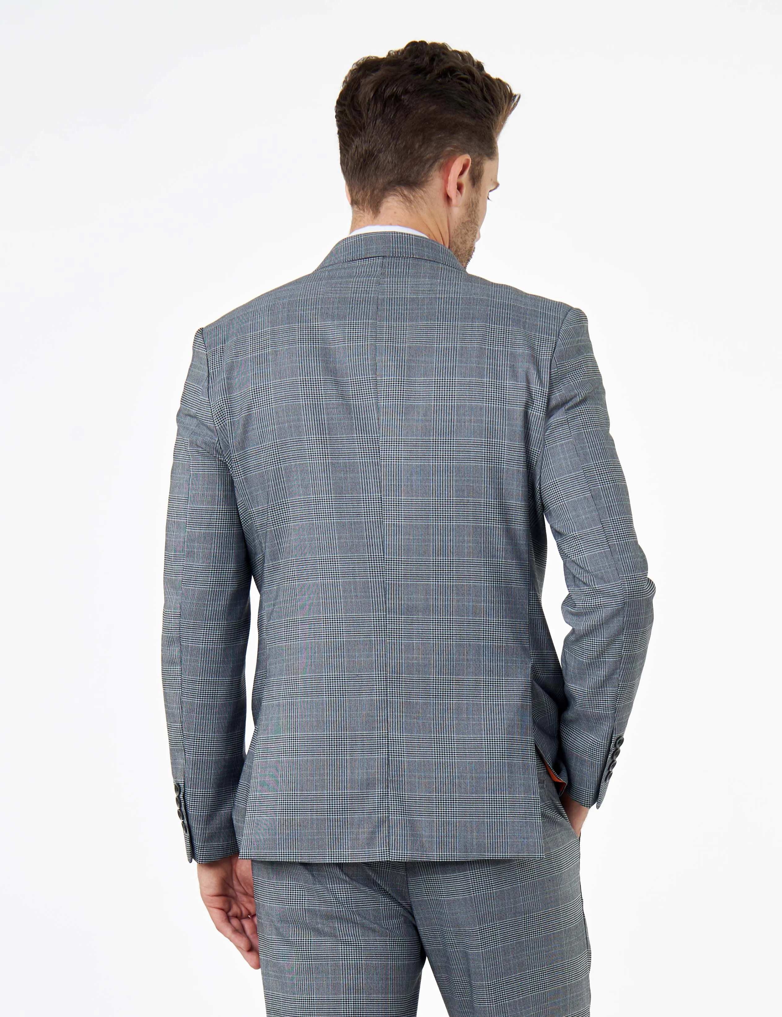 EKON - Grey Prince of Wales Check Suit Tailored Fit