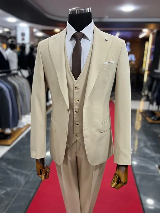 Exclusive Slimfit Suit with Beige Vest SCB-182