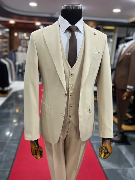 Exclusive Slimfit Suit with Beige Vest SCB-182