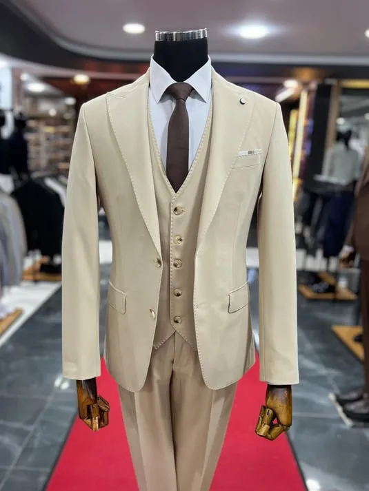 Exclusive Slimfit Suit with Beige Vest SCB-182