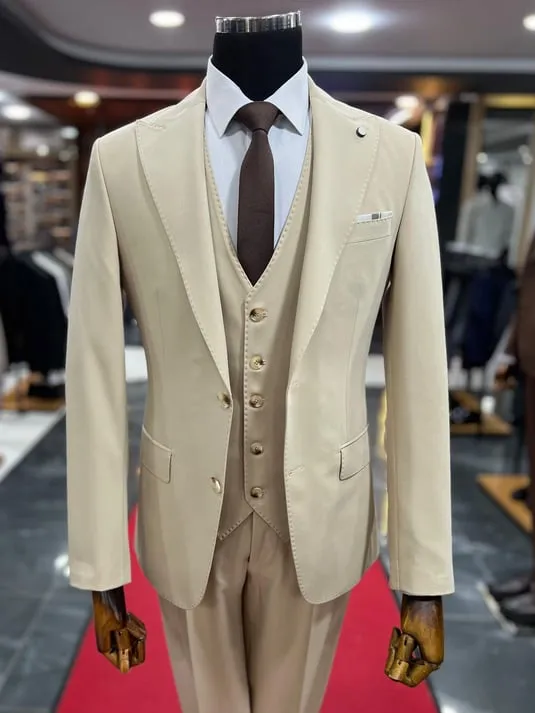 Exclusive Slimfit Suit with Beige Vest SCB-182