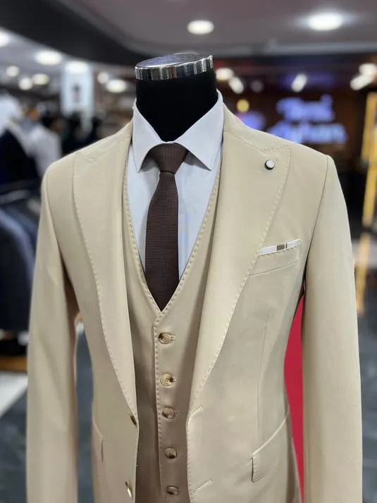 Exclusive Slimfit Suit with Beige Vest SCB-182