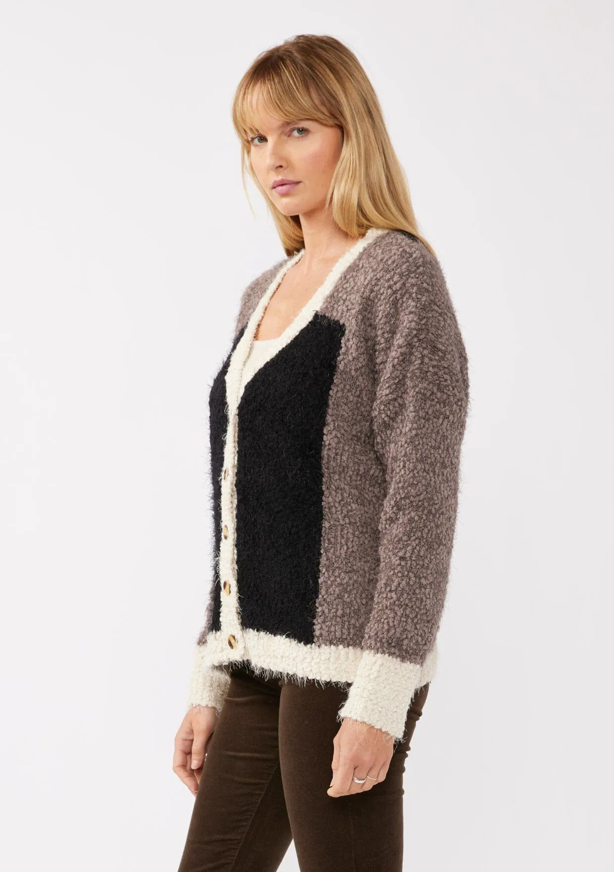 Fuzzy Love Colorblock Cardigan