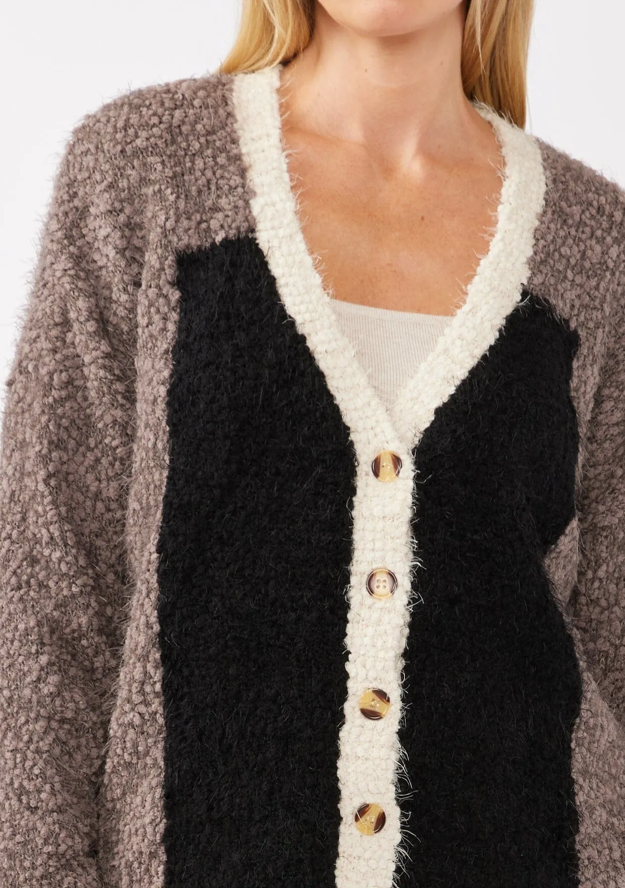 Fuzzy Love Colorblock Cardigan