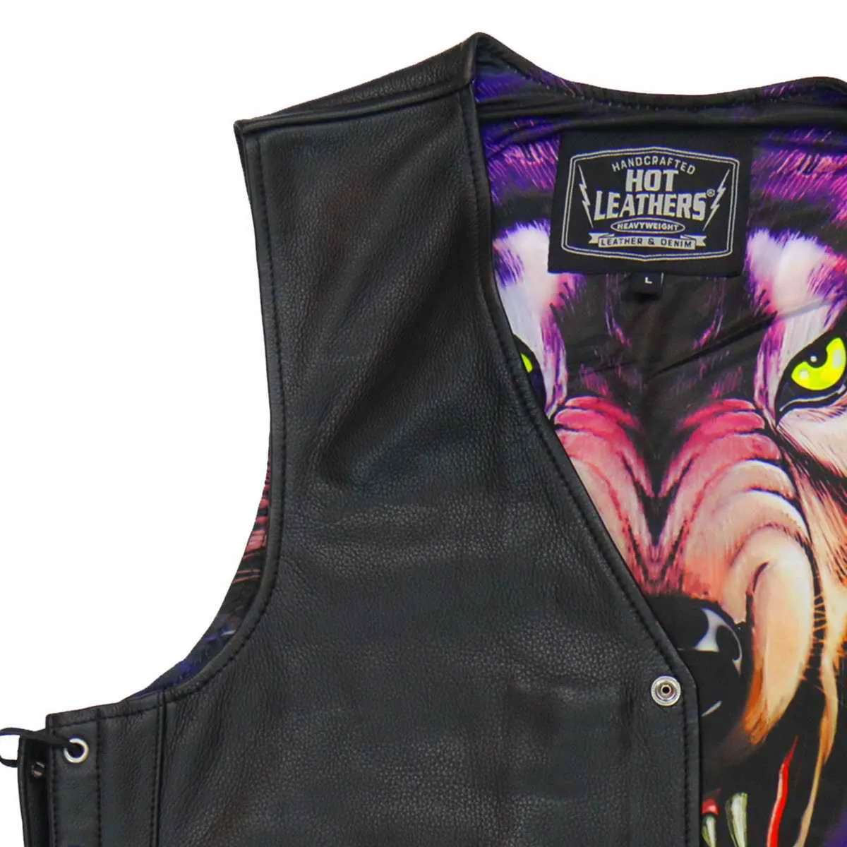 Hot Leathers VSM1062 Men's Black 'Lone Wolf' Conceal and Carry Side Lace Leather Vest