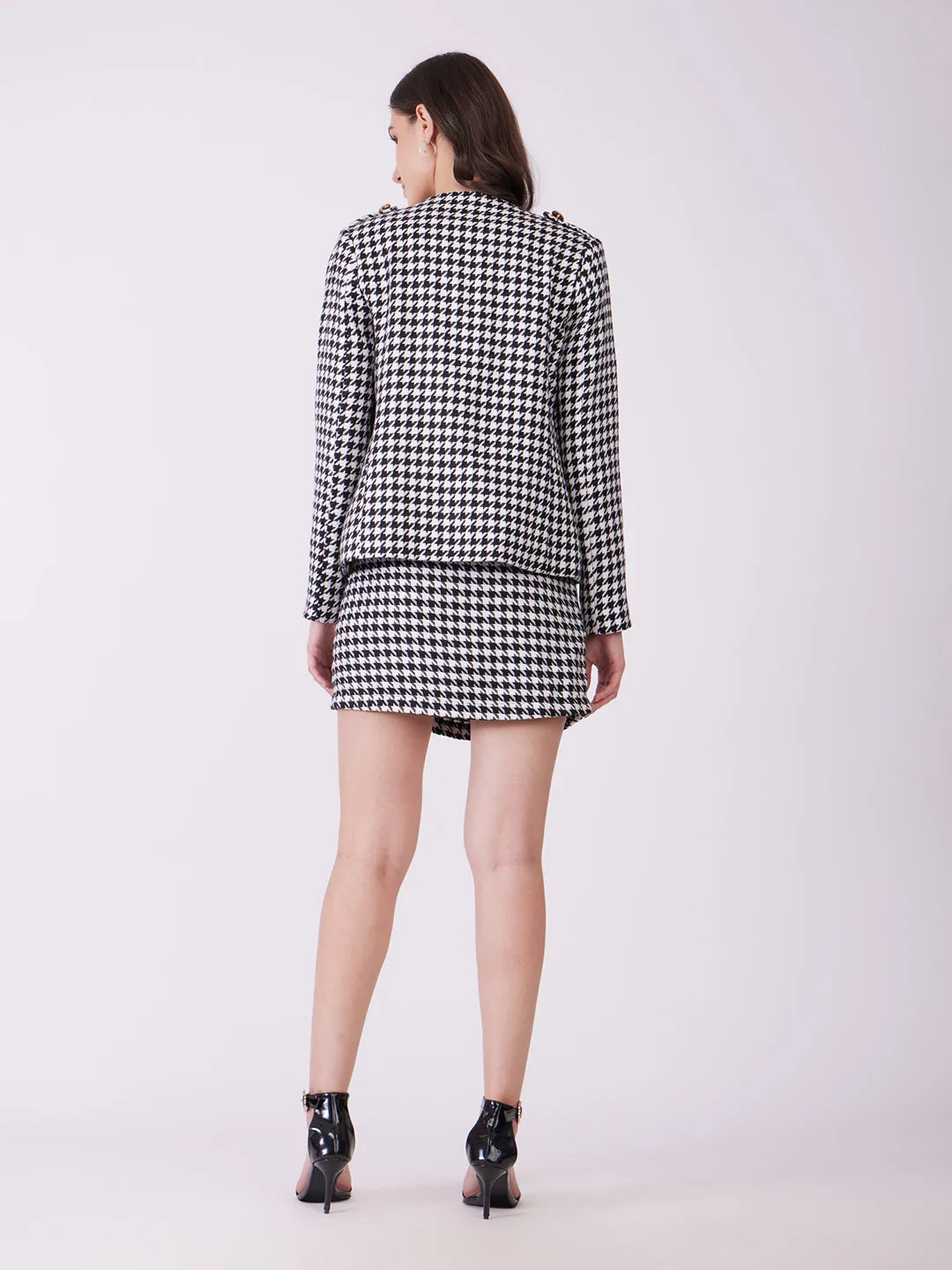 Houndstooth Co-ord Set - Black And White