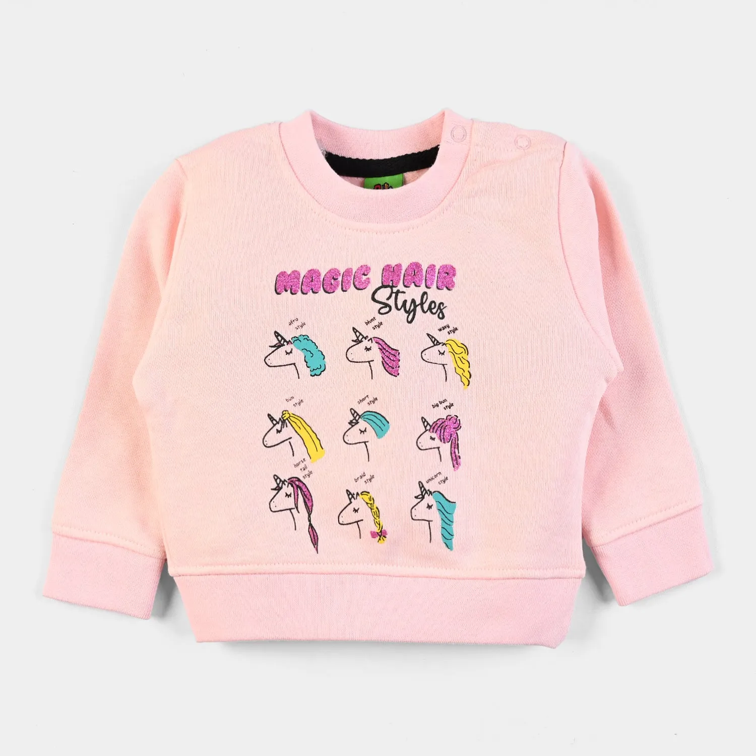 Infants Girls Fleece Sweatshirt Magic Hair-Light Pink