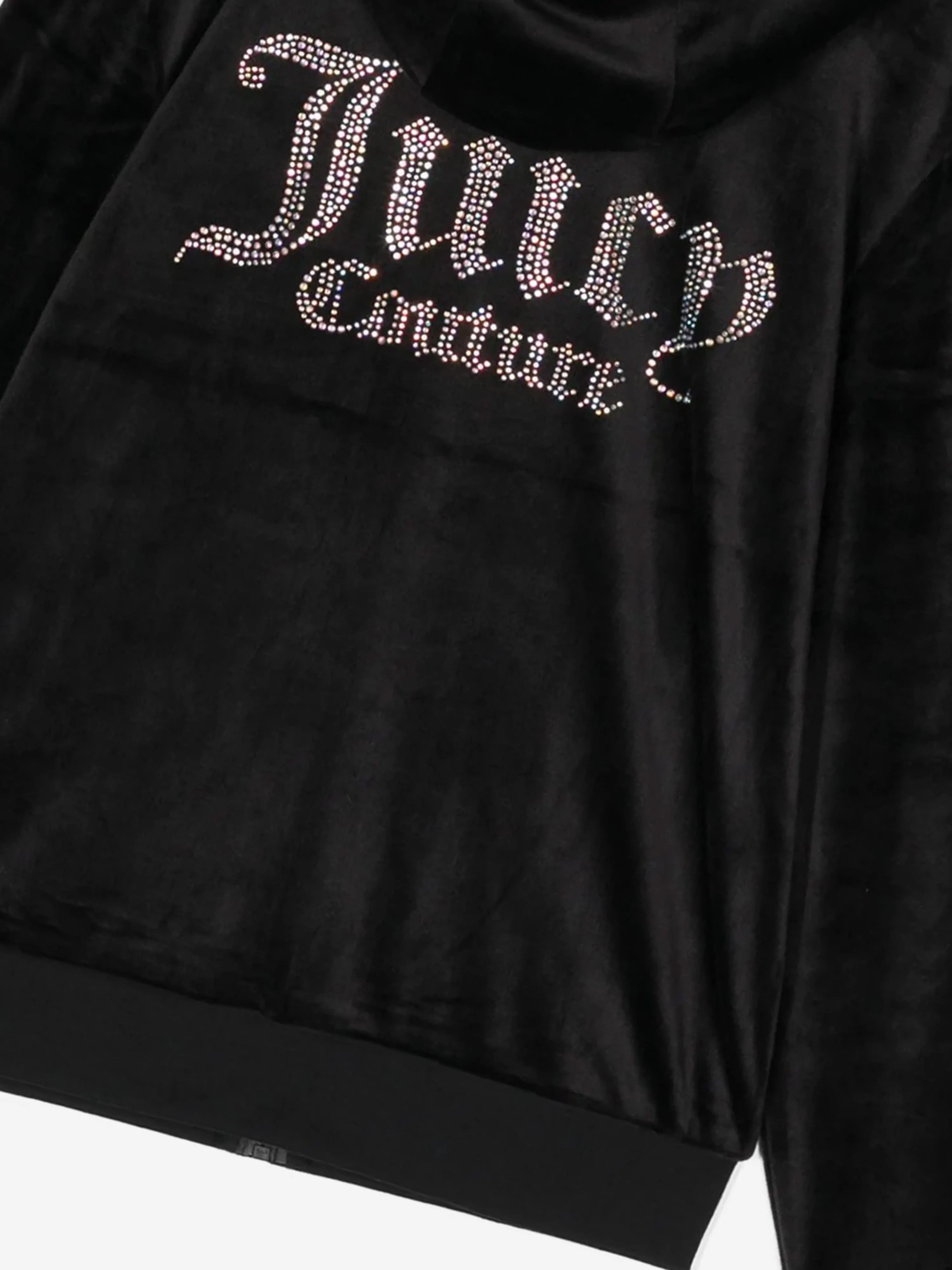 Juicy Couture Girls Diamante Logo Zip Up Top in Black