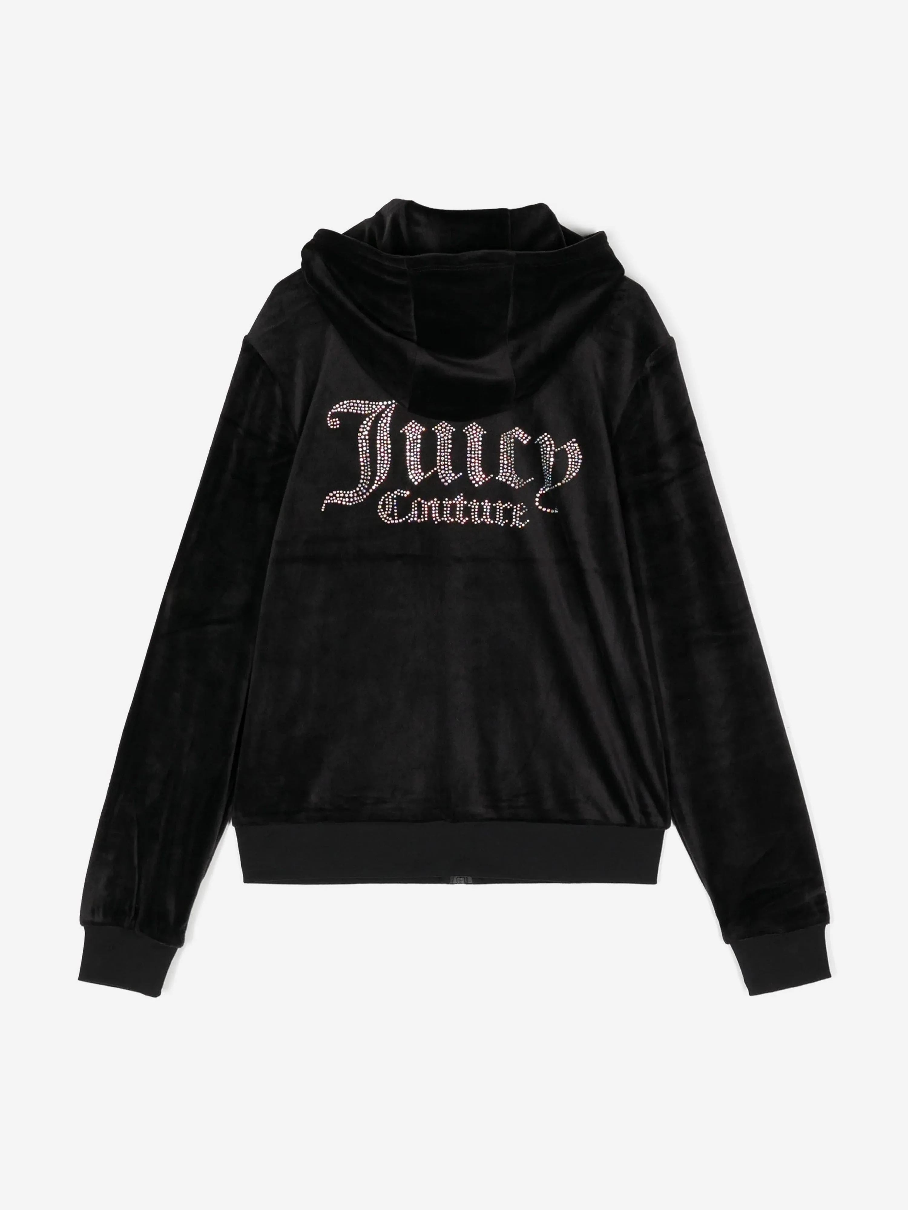 Juicy Couture Girls Diamante Logo Zip Up Top in Black