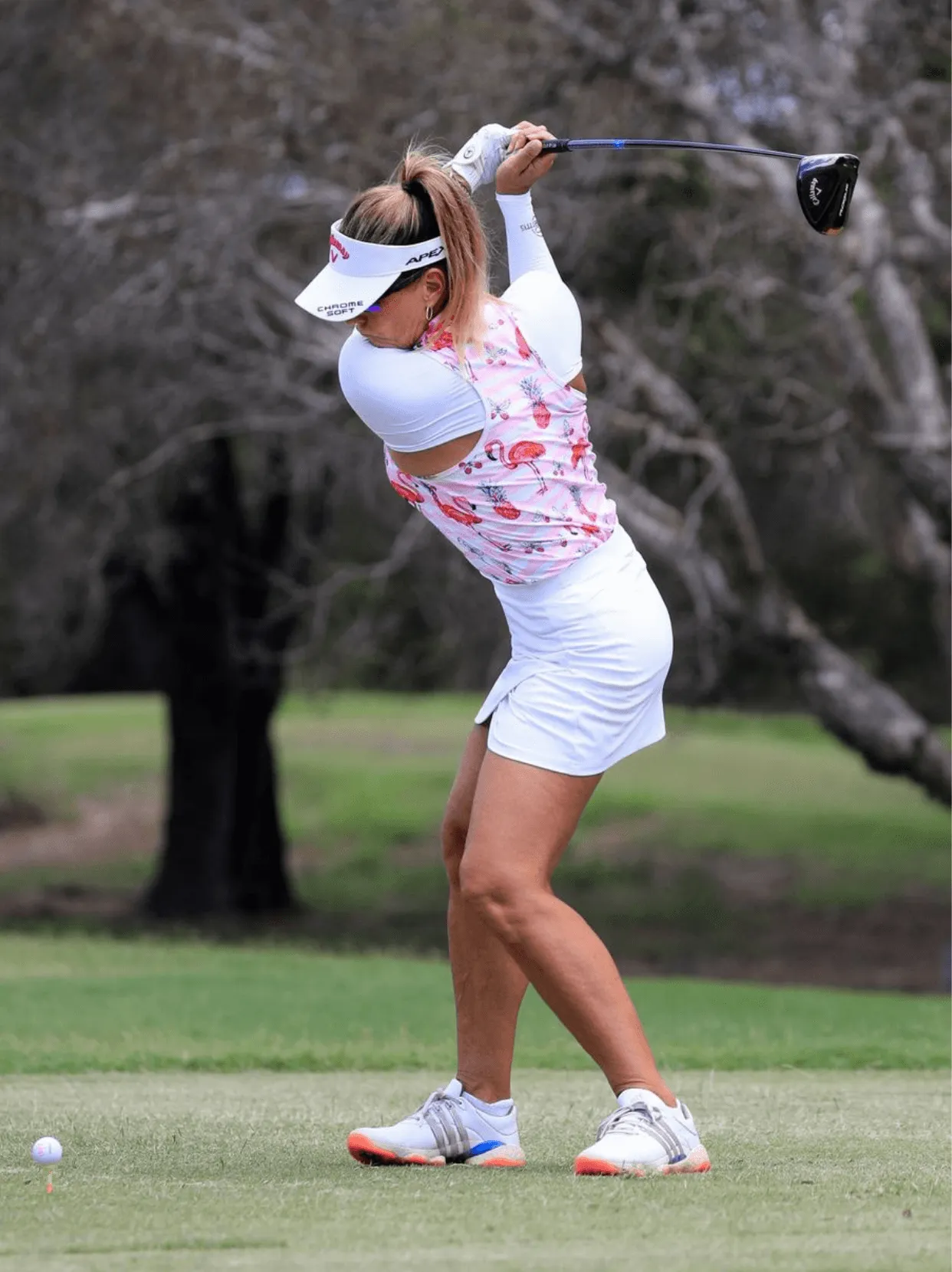 Ladies Sleeveless Golf Polo-  Pink Flamingo Athletic Polo Shirts Moisture Wicking Tennis Shirts