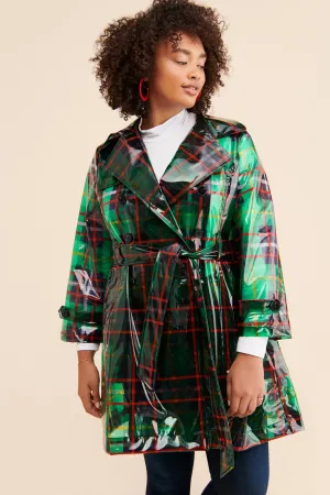 London Fog Green Plaid Raincoat