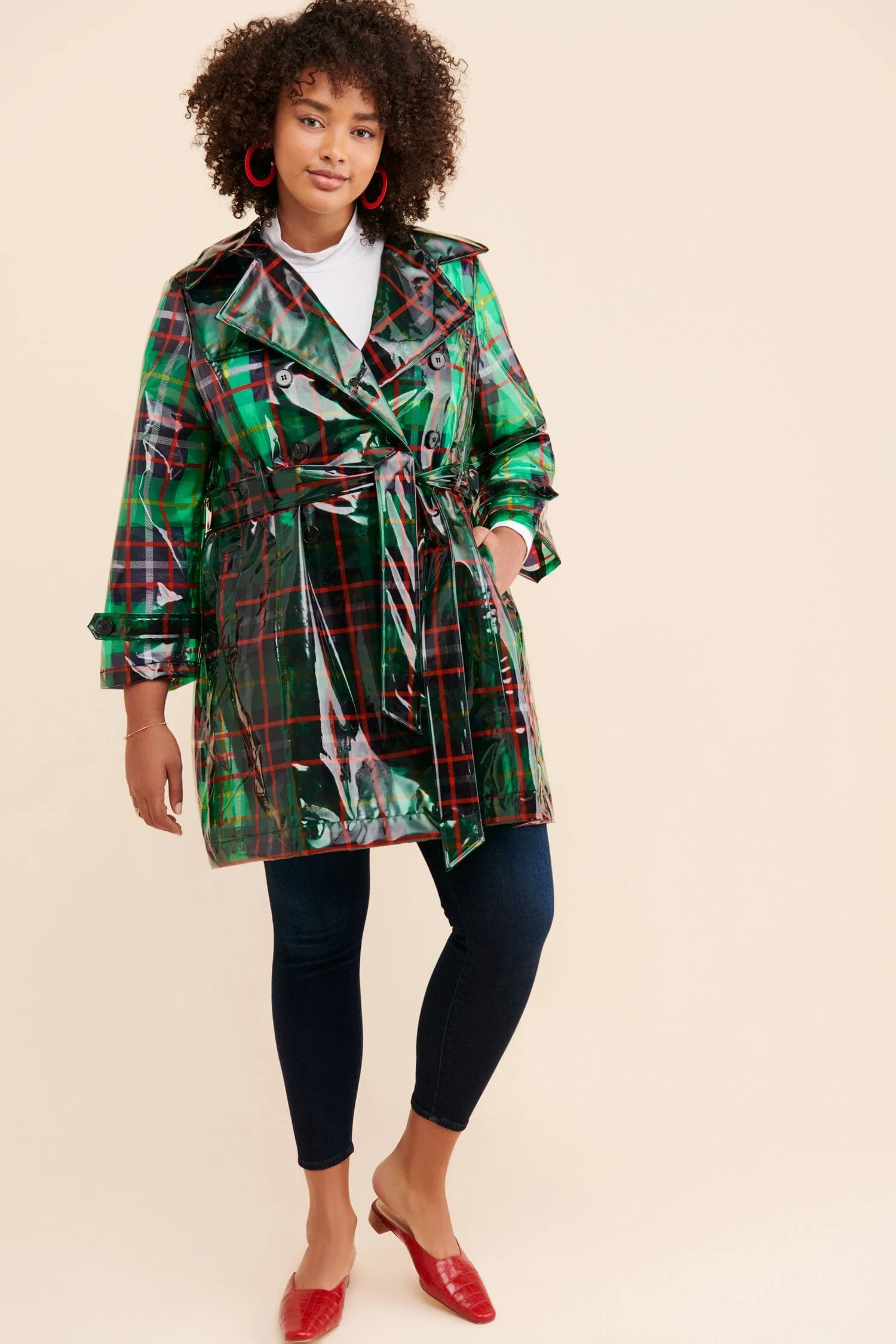 London Fog Green Plaid Raincoat