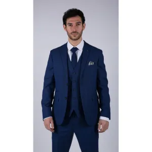 Mens 3 Piece Suit Royal Blue Prince Of Wales Check Suit Classic Wedding Formal