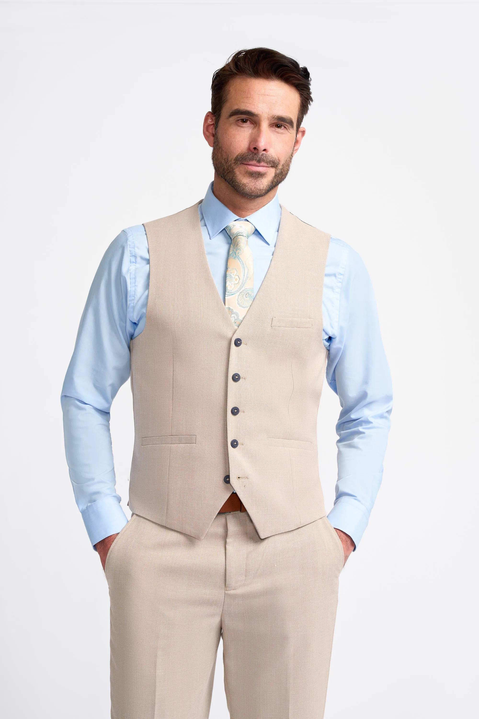 Miami Beige Three Piece Suit