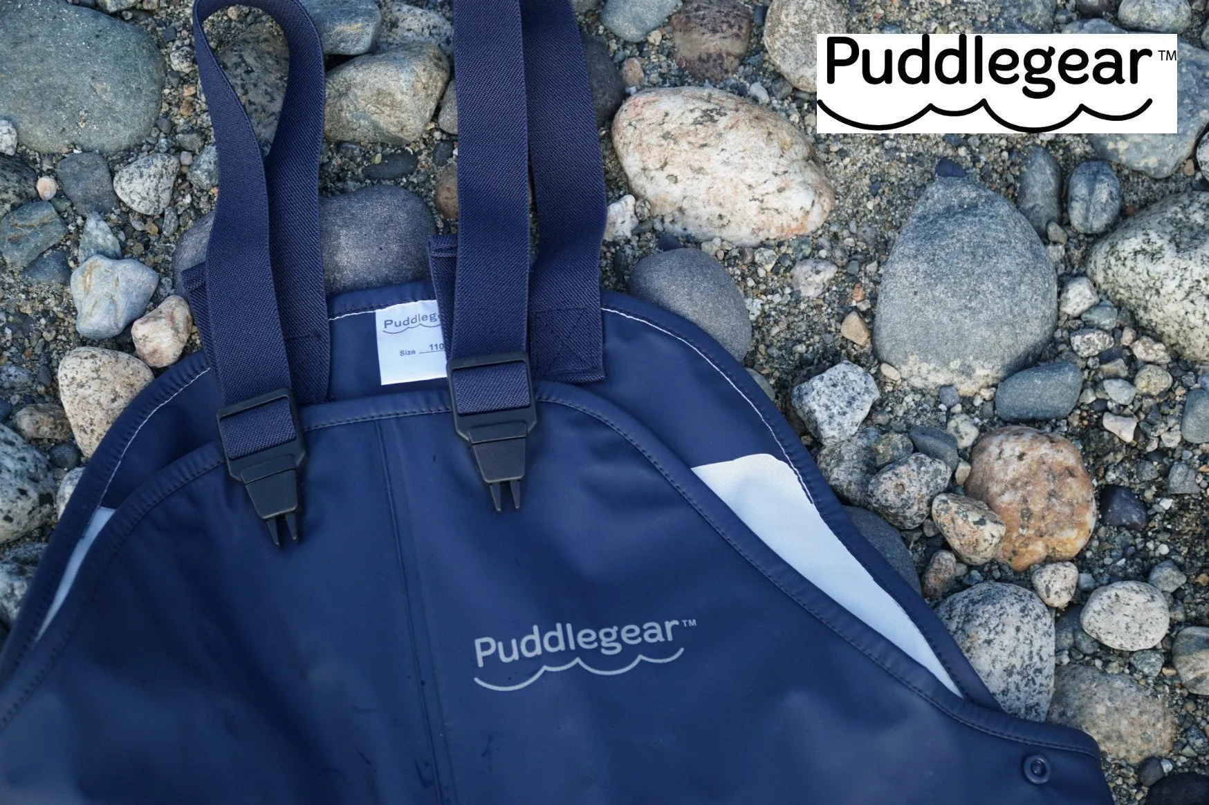 Puddlegear Kids Rain Pants in Navy Blue (bib, overall, shell style)