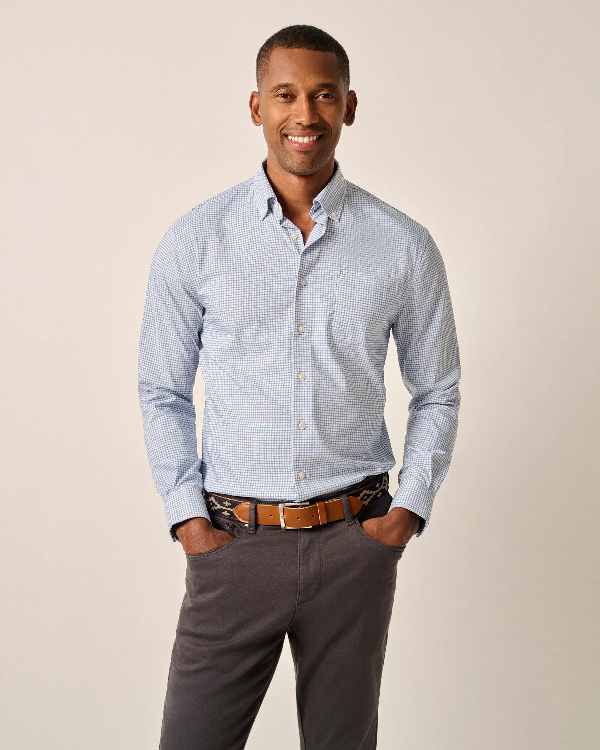 Shay Performance Button Up Shirt in Navy by Johnnie-O