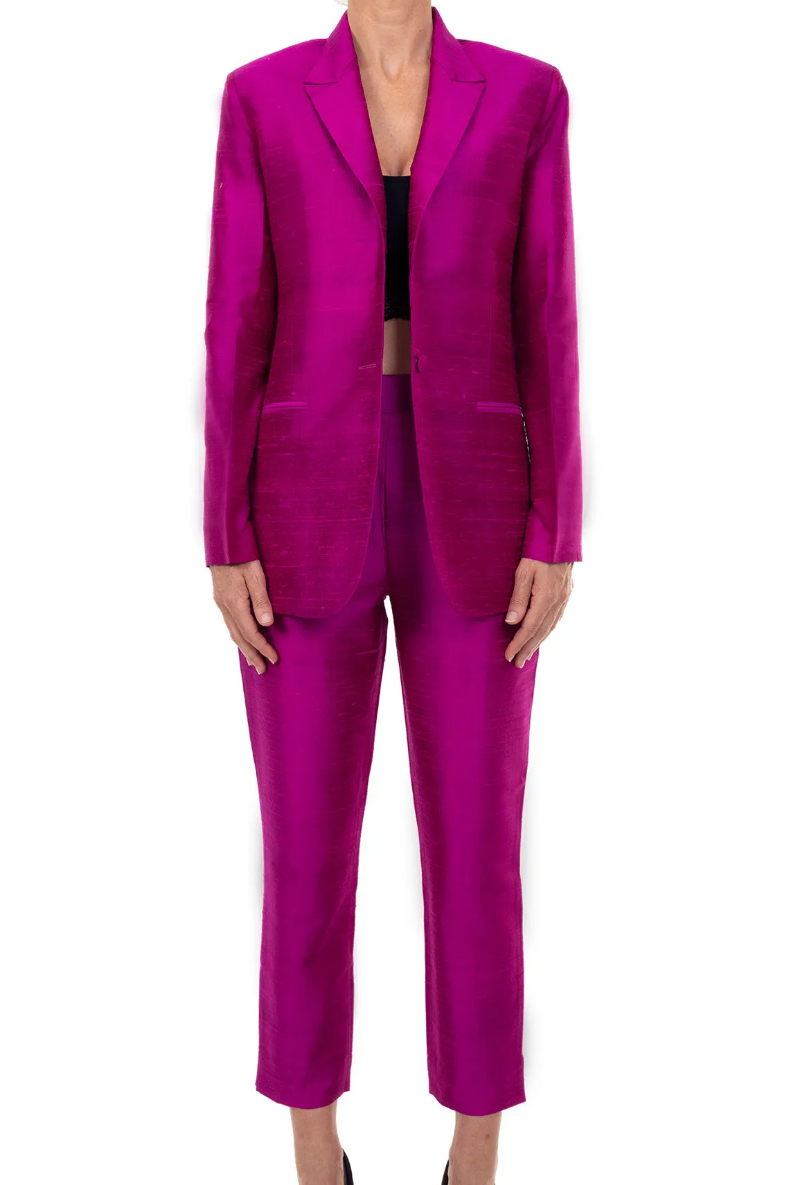 Silk Cigarette Trousers in Wild Orchid