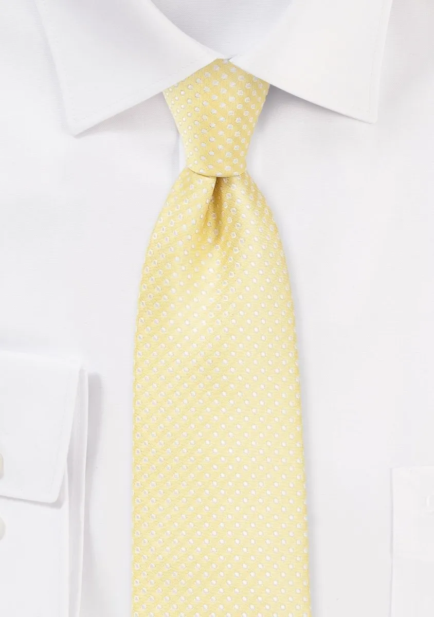 Soft Yellow Pin Dot Necktie