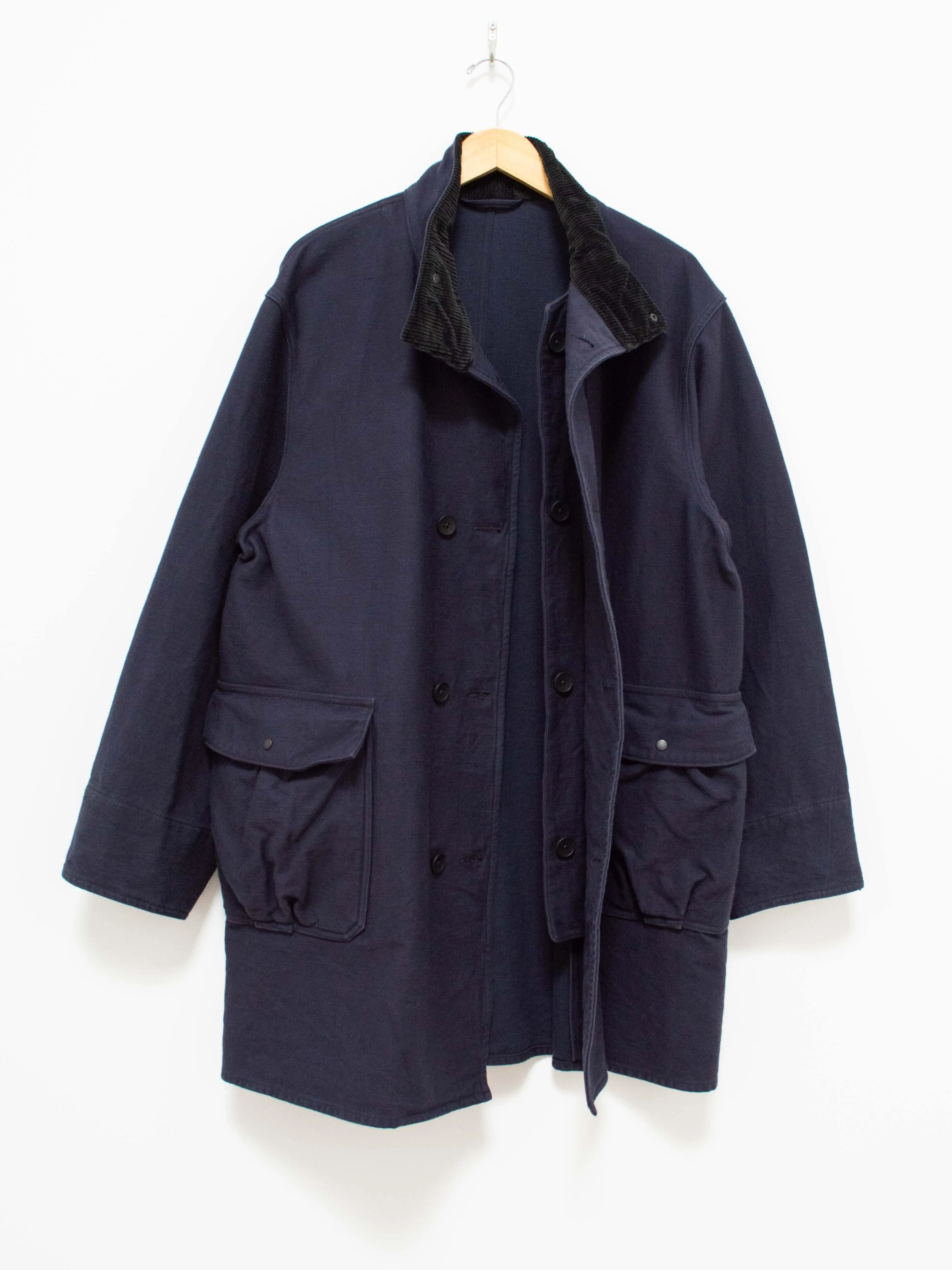 Stand Collar Coat - Navy