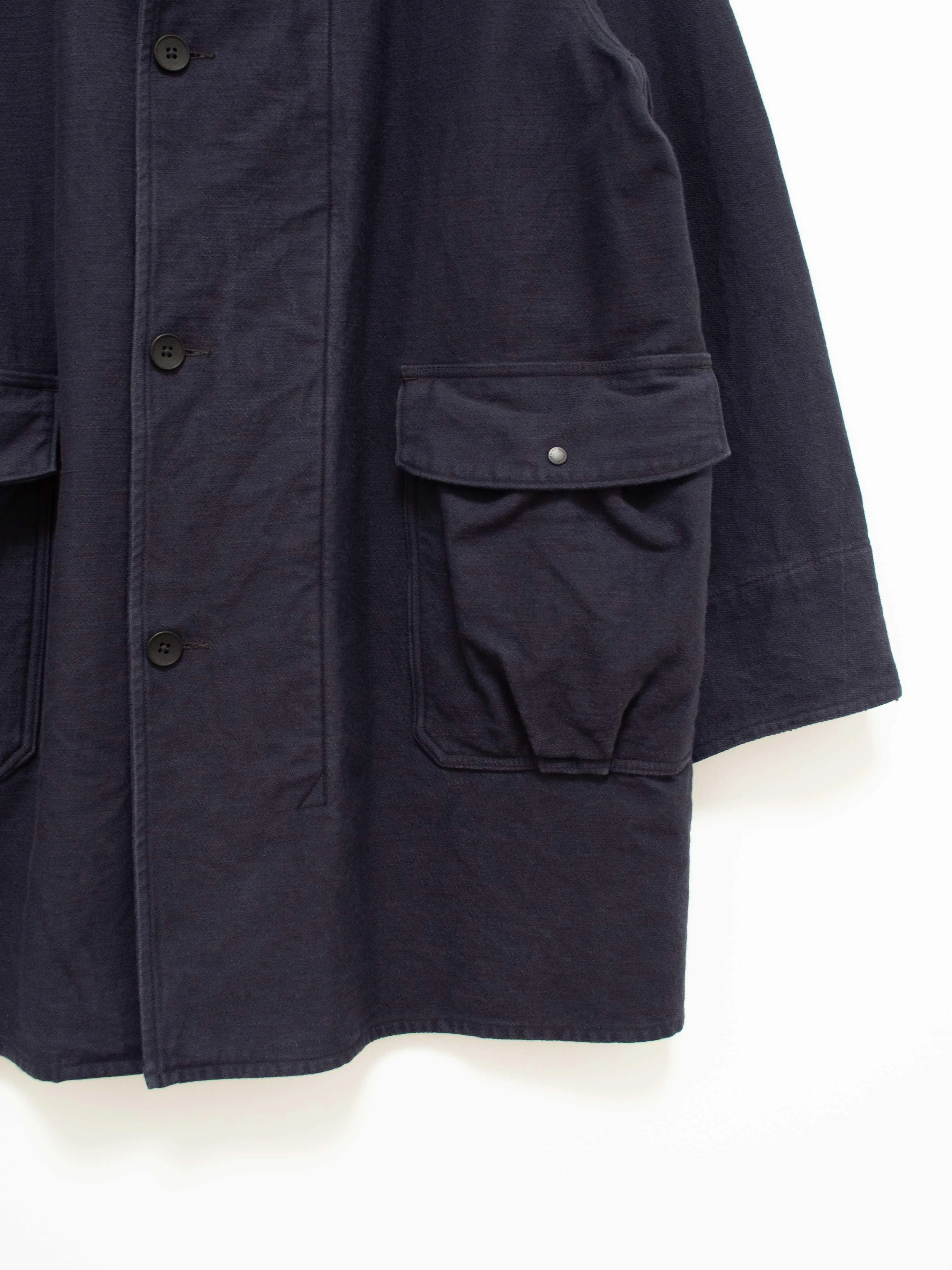 Stand Collar Coat - Navy