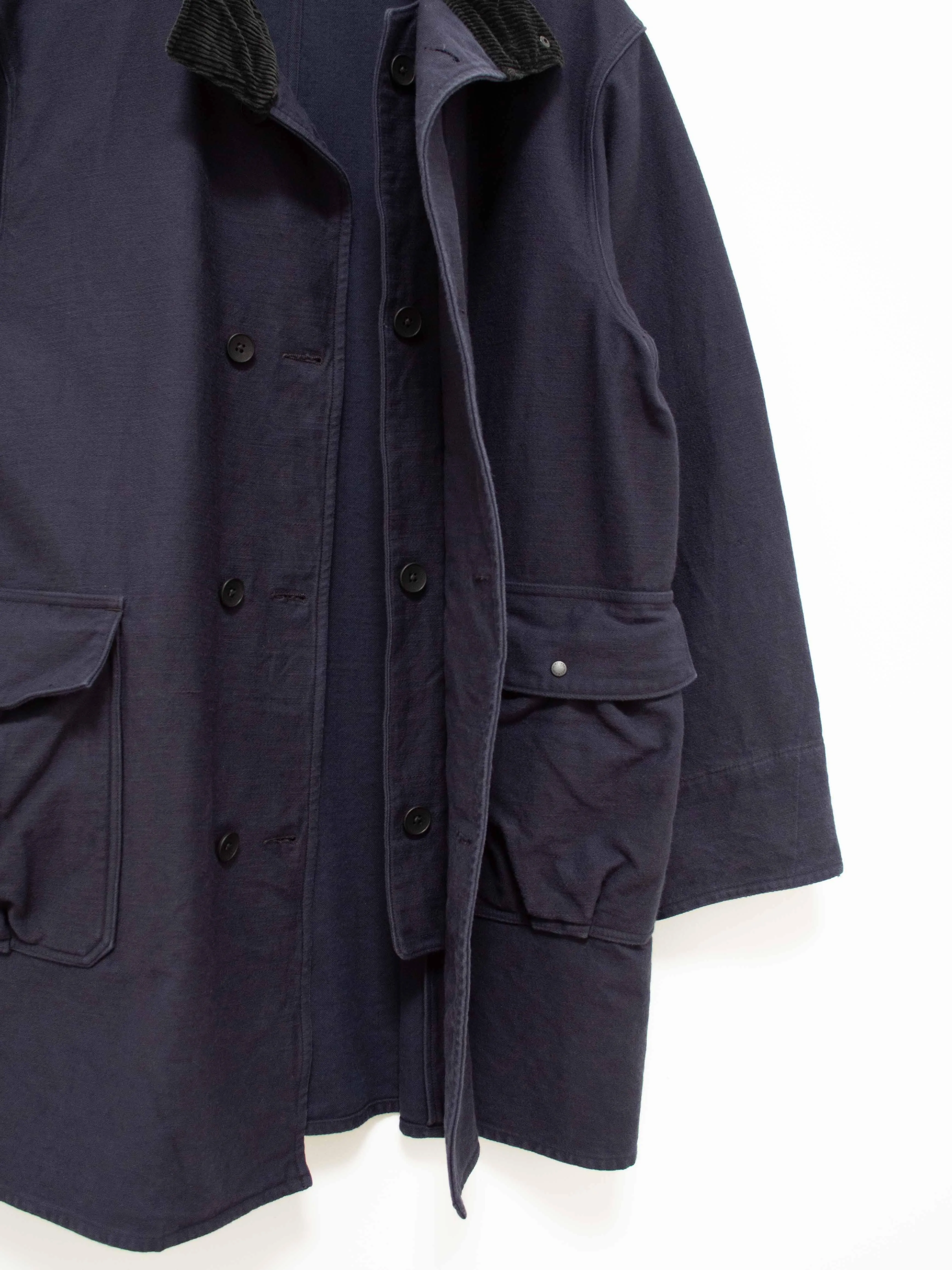 Stand Collar Coat - Navy