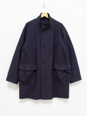 Stand Collar Coat - Navy